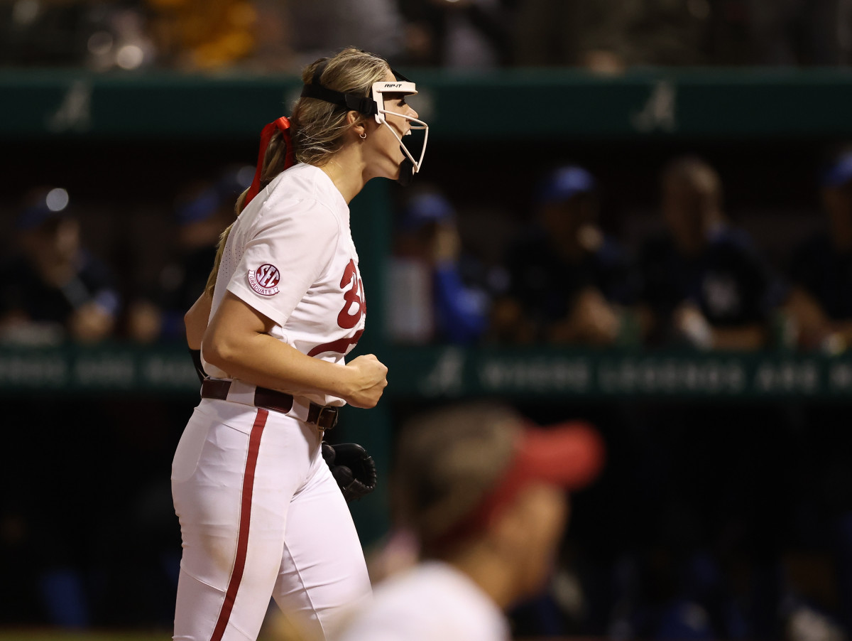 Montana Fouts celebrates a strikeout